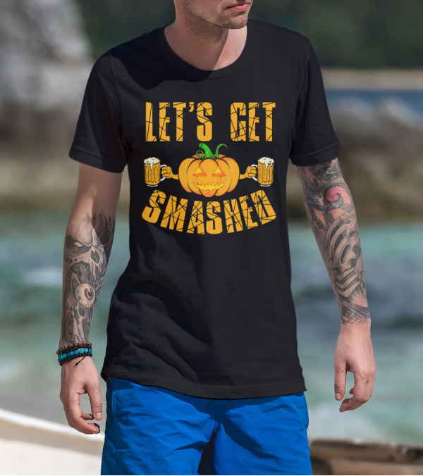 LET'S GET SMASHED PUMPKIN WITH BEER MUGS HALLOWEEN T-Shirt