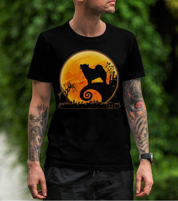 Chow Chow Dog Halloween Moon Silhouette Jack-O'-Lantern T-Shirt