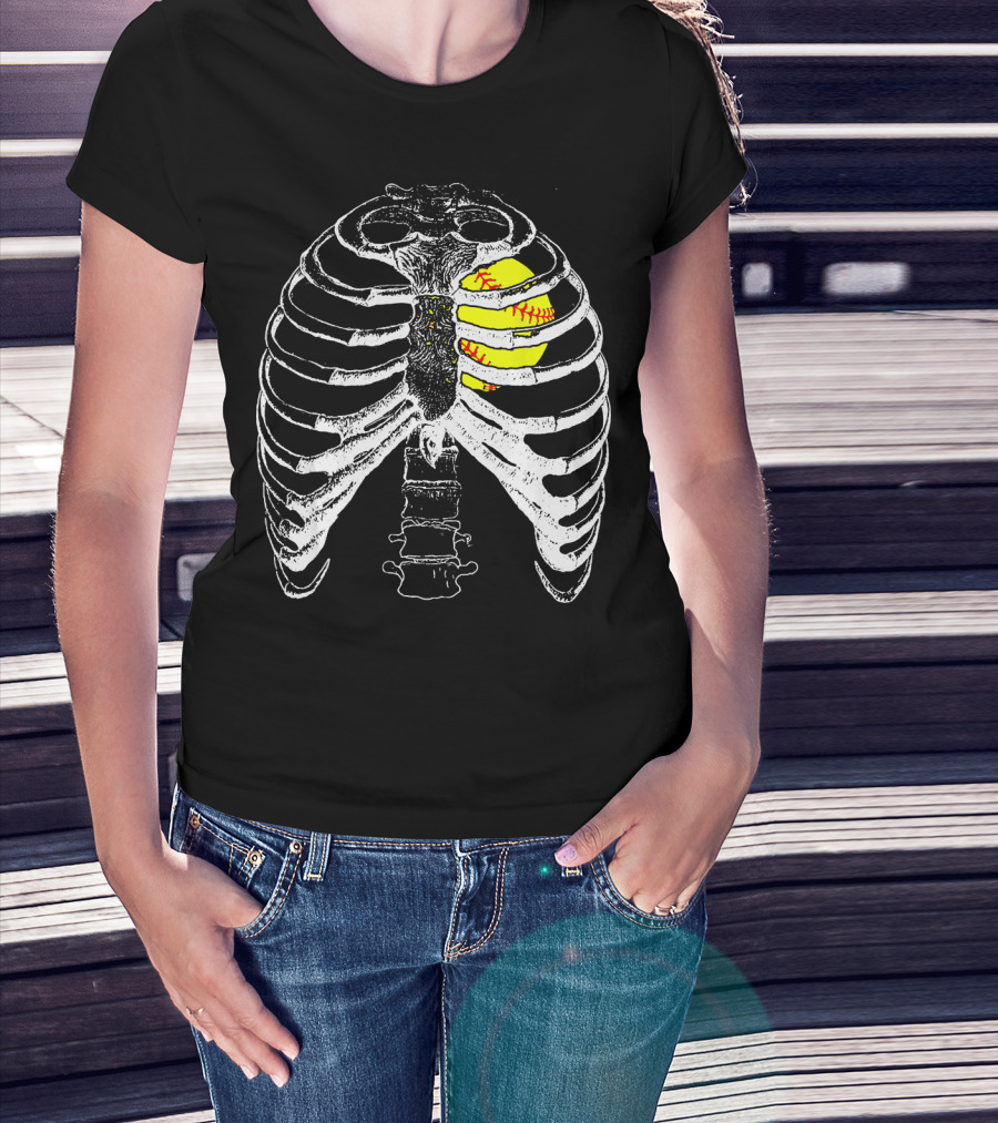Ribcage Softball Heart Anatomy T-Shirt