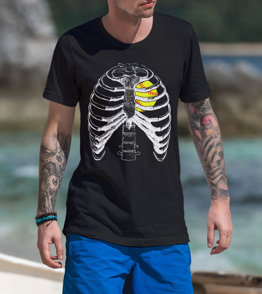 Ribcage Softball Heart Anatomy T-Shirt
