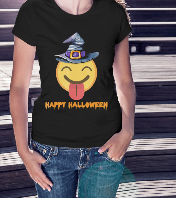 Happy Halloween Witch Hat Emoji T-Shirt