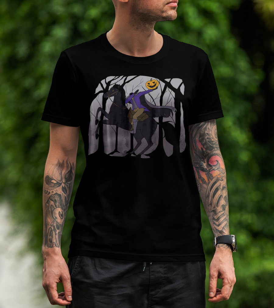 Dabbing Headless Horseman Halloween Pumpkin Jack-O-Lantern Rider T-Shirt