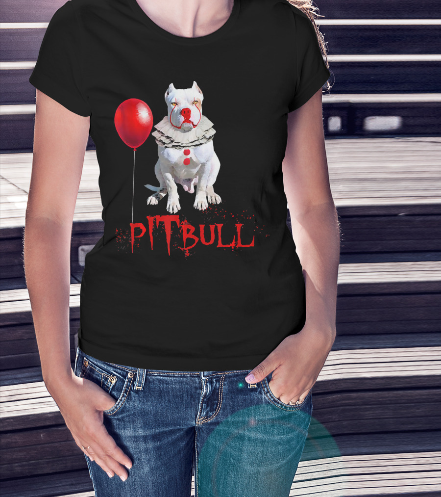 Pitbull IT Clown Balloon Halloween Day Horror T-Shirt