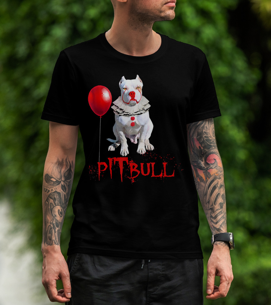 Pitbull IT Clown Balloon Halloween Day Horror T-Shirt
