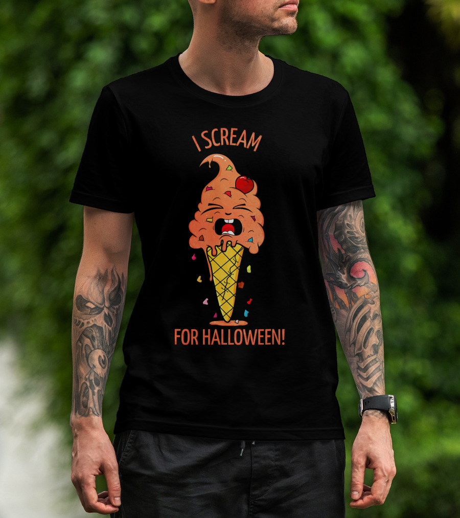 I Scream For Halloween Ice Cream Cone Monster Fun T-Shirt