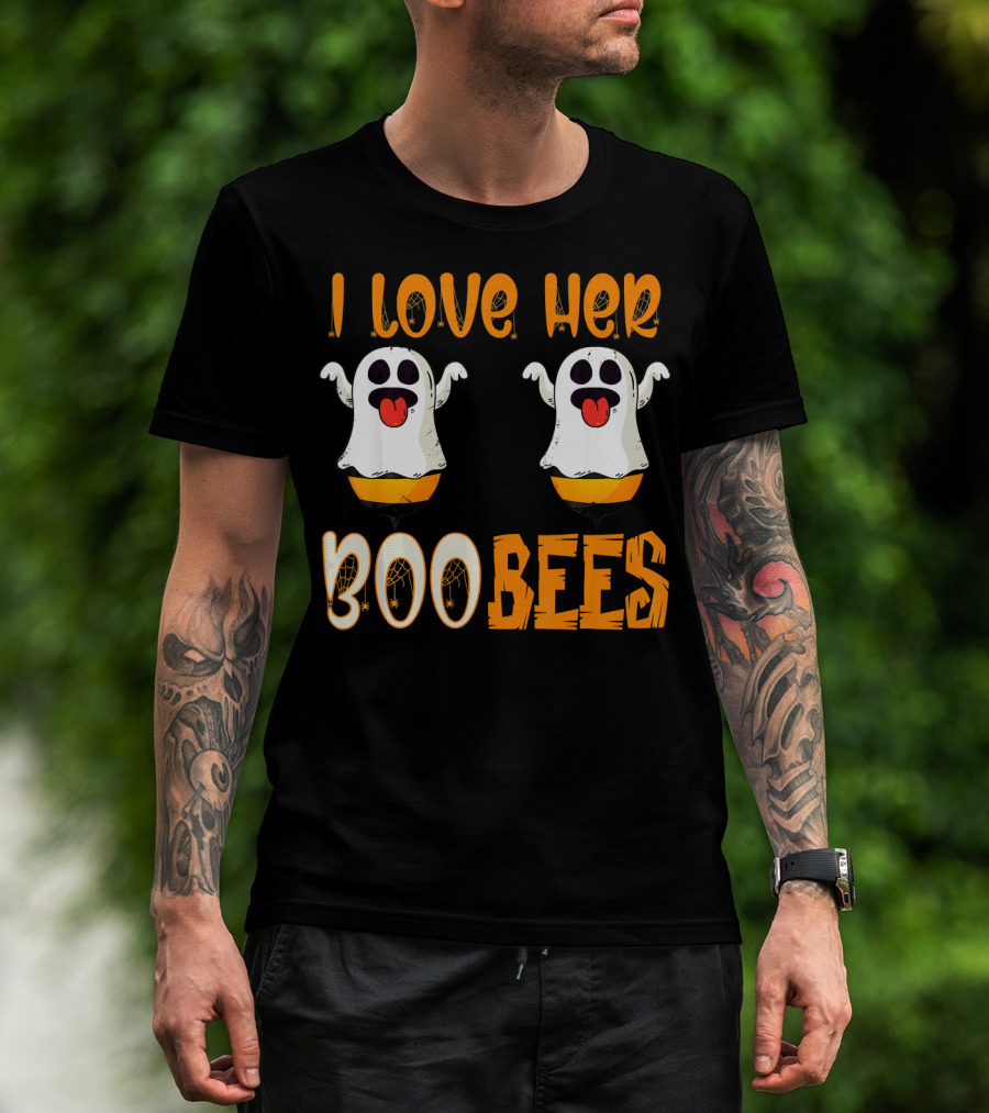 I Love Her Boo Bees Ghost Halloween Matching T-Shirt