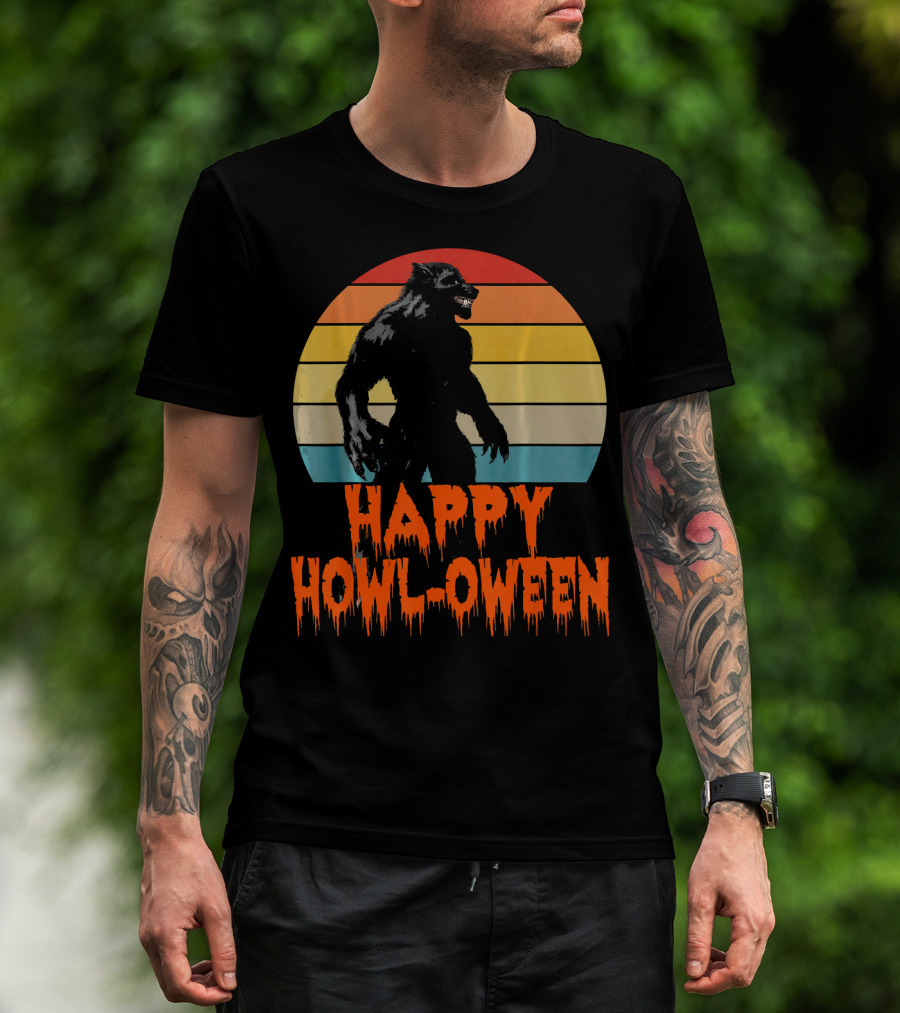 Happy Howl-Oween Werewolf Vintage Werewolves Halloween Co T-Shirt