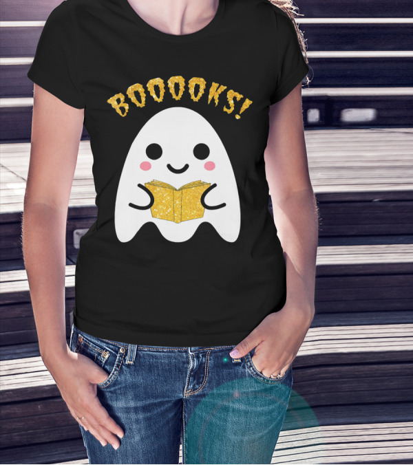 BOOOKS Ghost Reading Book Halloween Costume T-Shirt