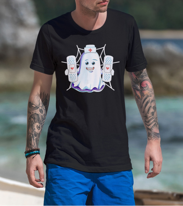 Ghost Nurse Holding Bandages With Hearts T-Shirt