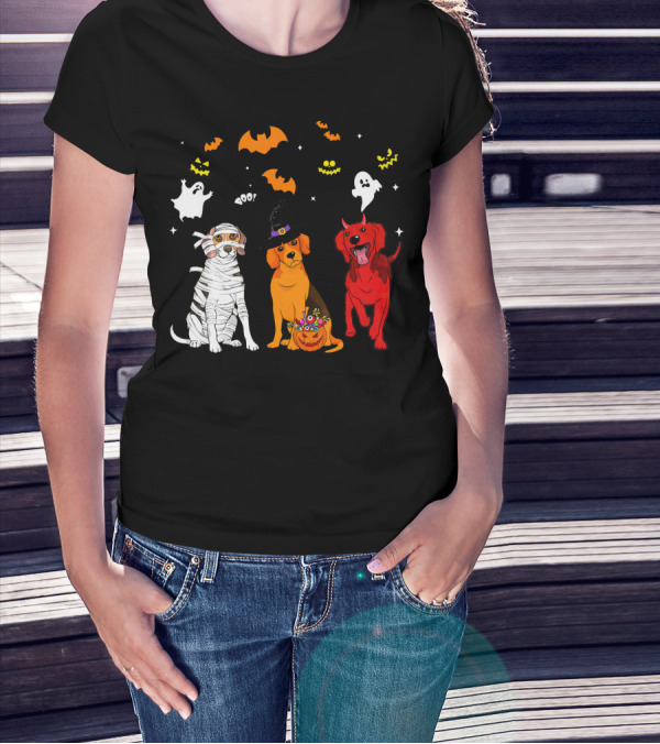 Halloween Beagle Dogs Mummy Witch Ghosts Bats T-Shirt
