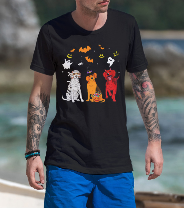 Halloween Beagle Dogs Mummy Witch Ghosts Bats T-Shirt