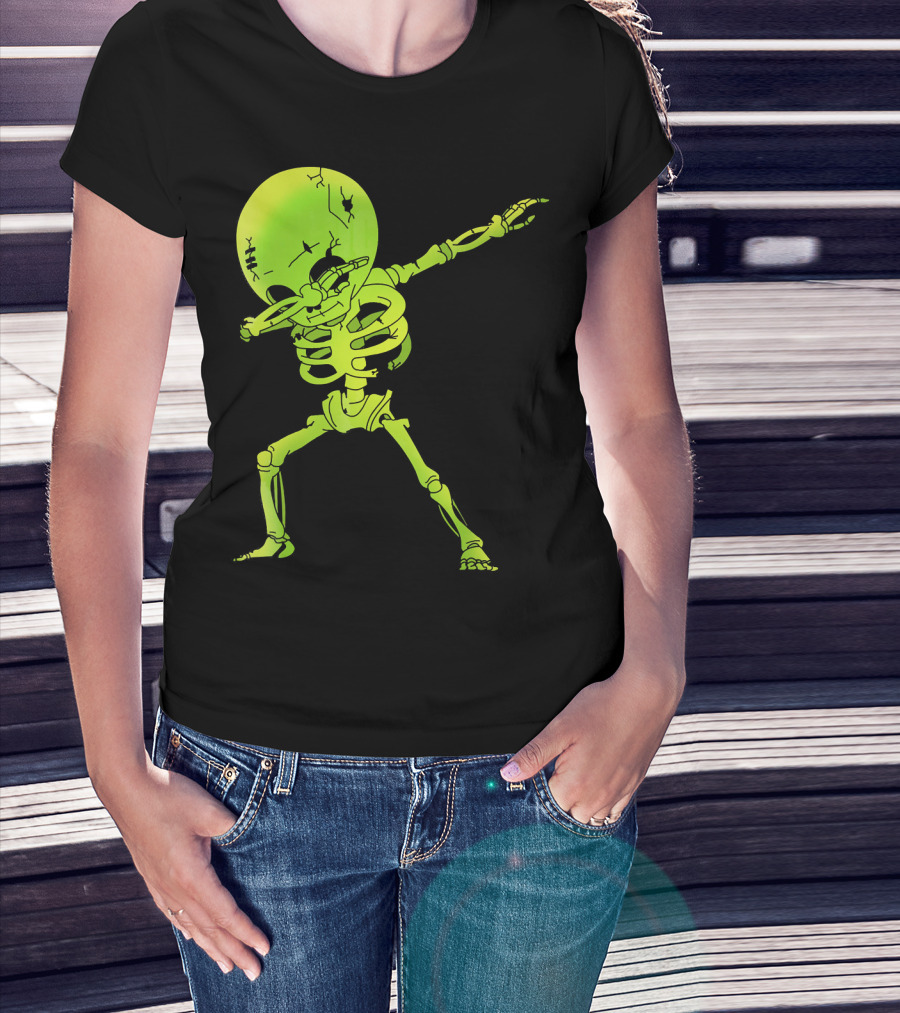 Skeleton Dabbing Zombie Halloween Moon T-Shirt