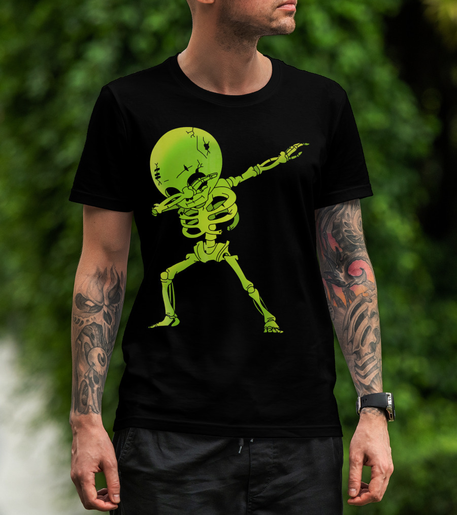 Skeleton Dabbing Zombie Halloween Moon T-Shirt