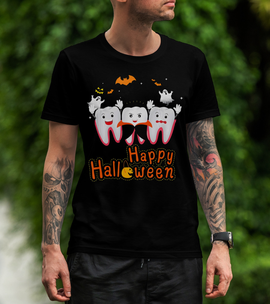 Happy Halloween Funny Ghosts And Teeth T-Shirt