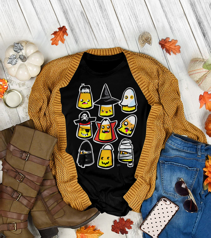 Halloween Holiday Candy Corn Kawaii Cute Costumes T-Shirt