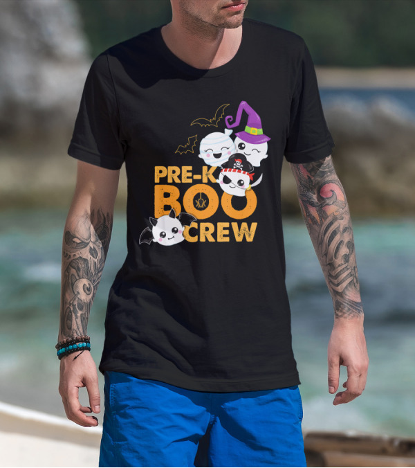 Pre-K Boo Crew Fun Halloween Teach Ghosts And Bats T-Shirt