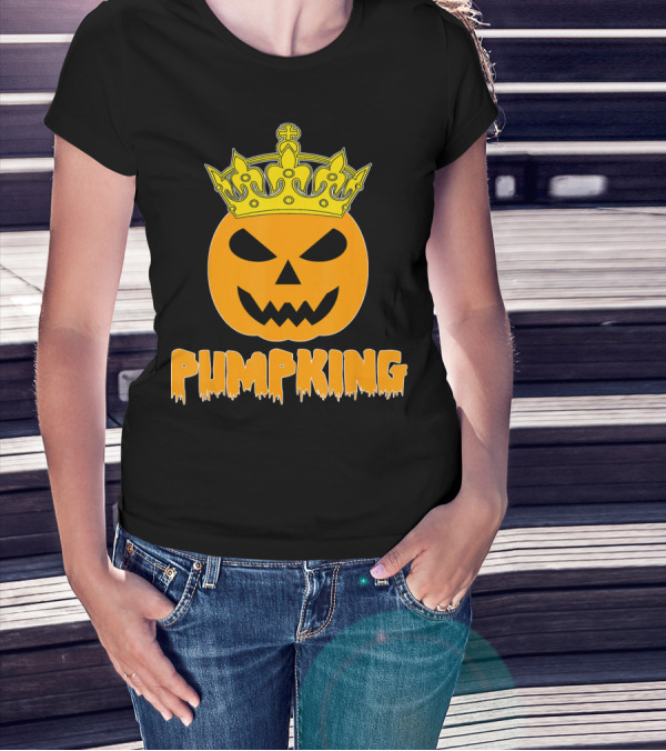 Pumpking Crowned Jack-o'-Lantern Halloween Couple Humor T-Shirt