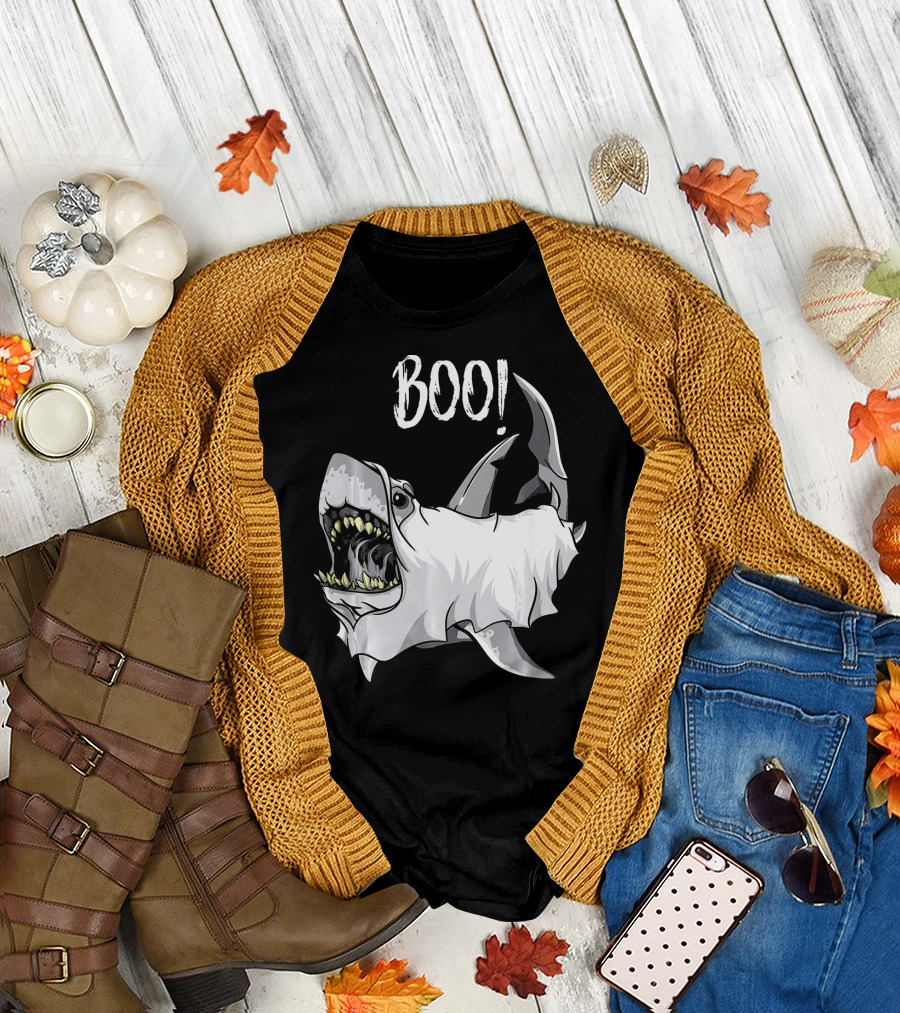 BOO Great White Shark Ghost T-Shirt