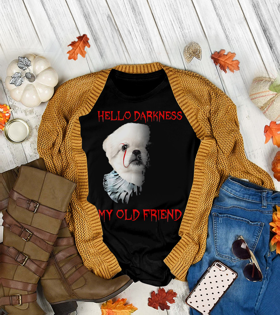 Halloween Hello Darkness My Old Friend Creepy Clown Dog T-Shirt