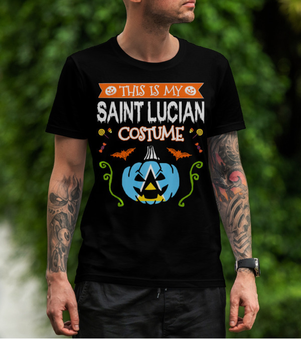 This Is My Saint Lucian Costume Halloween Pumpkin Bat T-Shirt