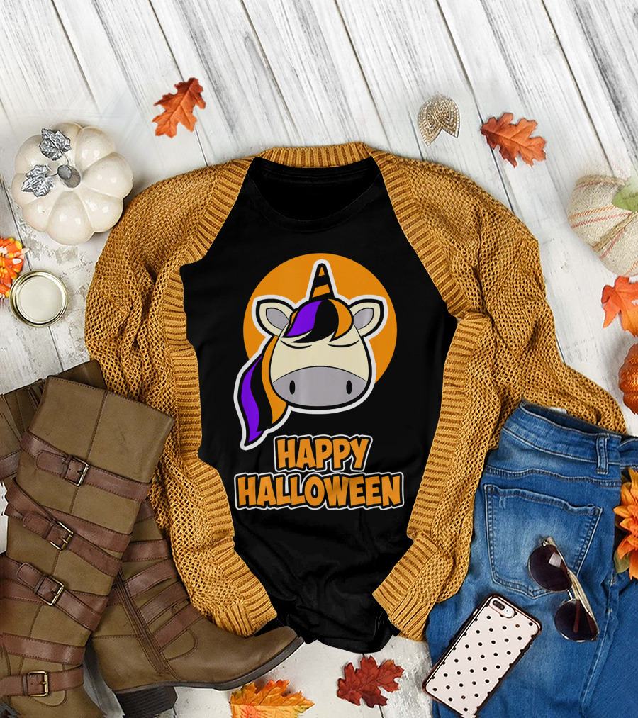 Happy Halloween Colorful Sleeping Unicorn T-Shirt