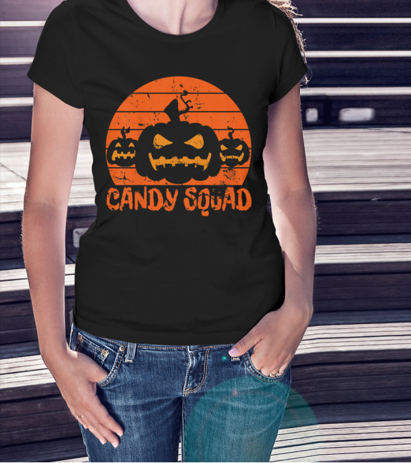 Candy Squad Scary Pumpkin Trick Halloween T-Shirt
