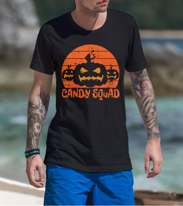 Candy Squad Scary Pumpkin Trick Halloween T-Shirt