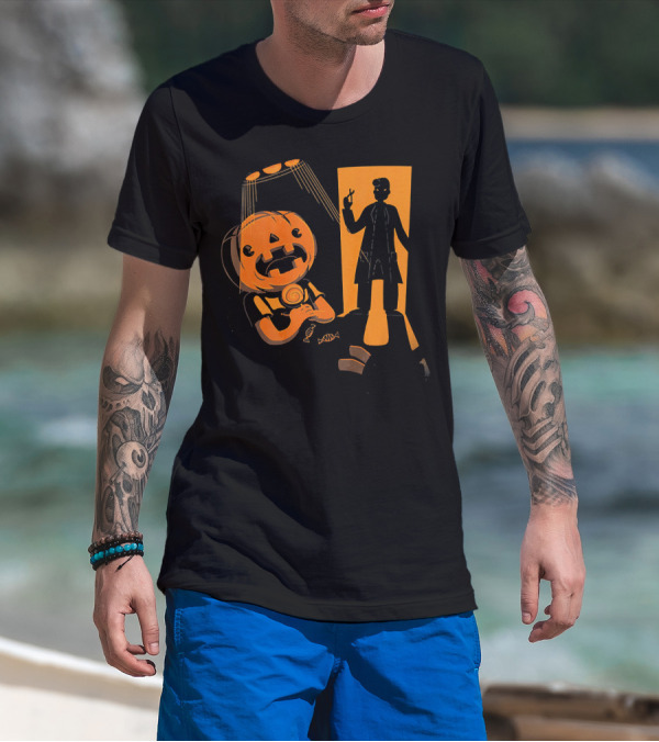 Dentist Halloween Horror Pumpkin Patient Dental Hygienist Shadow T-Shirt