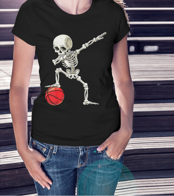 Dab Skeleton Dabbing Basketball Skeleton Pose T-Shirt