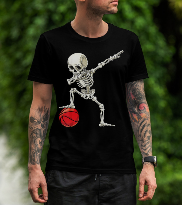 Dab Skeleton Dabbing Basketball Skeleton Pose T-Shirt