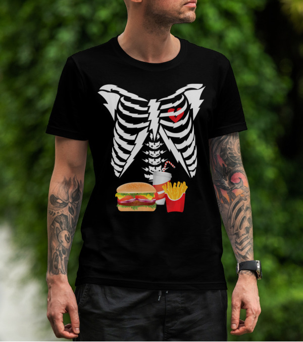 Xray Skeleton Rib Cage Burger Fries Drink Combo T-Shirt