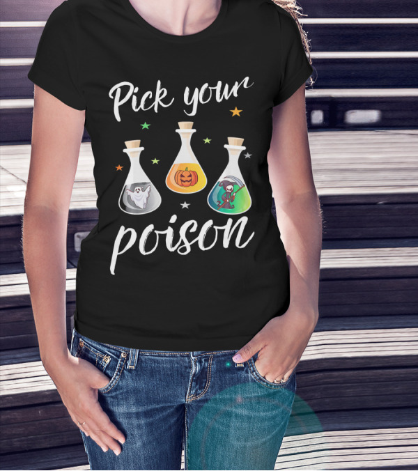 Pick Your Poison Ghost Pumpkin Grim Reaper Potions T-Shirt