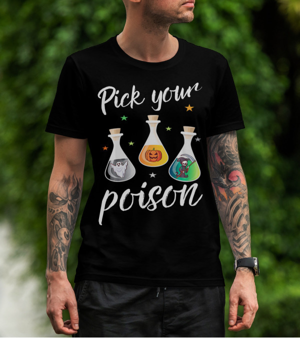 Pick Your Poison Ghost Pumpkin Grim Reaper Potions T-Shirt