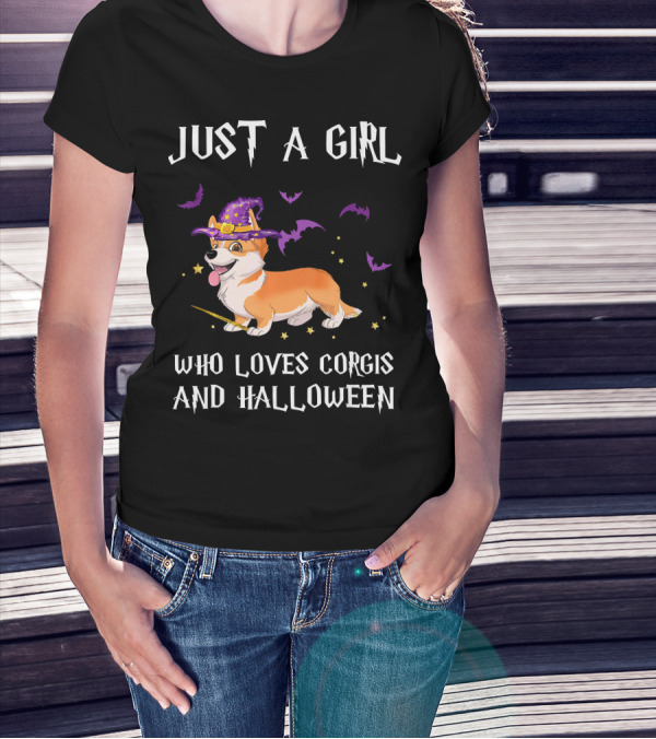 Just A Girl Who Loves Corgis And Halloween T-Shirt