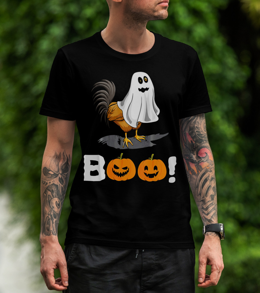 Boo Chicken Halloween Costume With Pumpkins T-Shirt