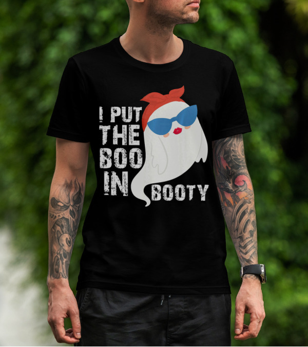 I Put The Boo In Booty Ghost With Sunglasses And Red Bandana T-Shirt
