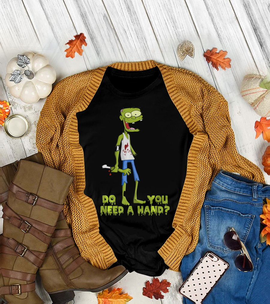 Do You Need a Hand Funny Zombie Cartoon with Detached Limb and Dripping Blood T-Shirt