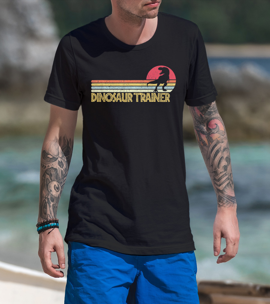 Dinosaur Trainer Retro Sunset Halloween Costume T-Shirt