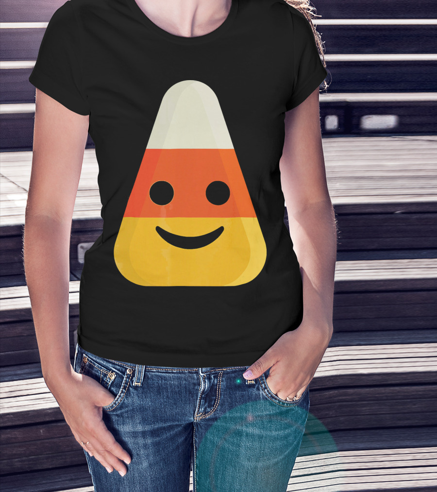 Candy Corn Smiling Emoji Face T-Shirt