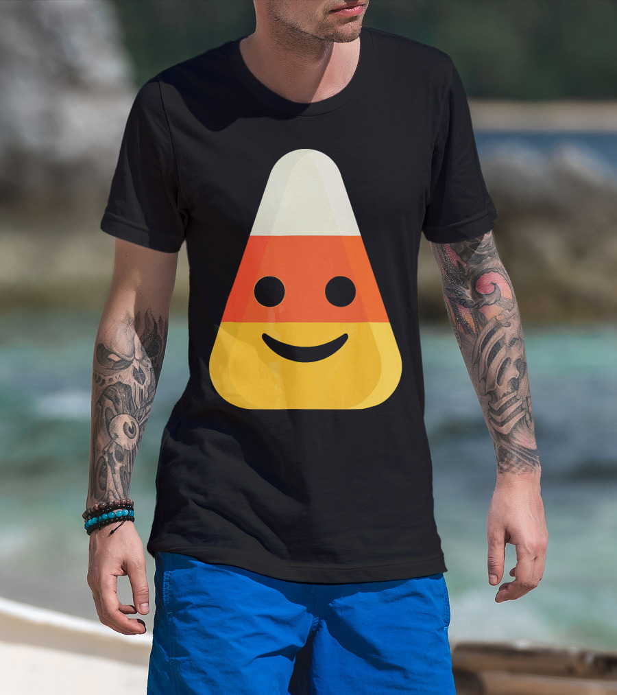 Candy Corn Smiling Emoji Face T-Shirt