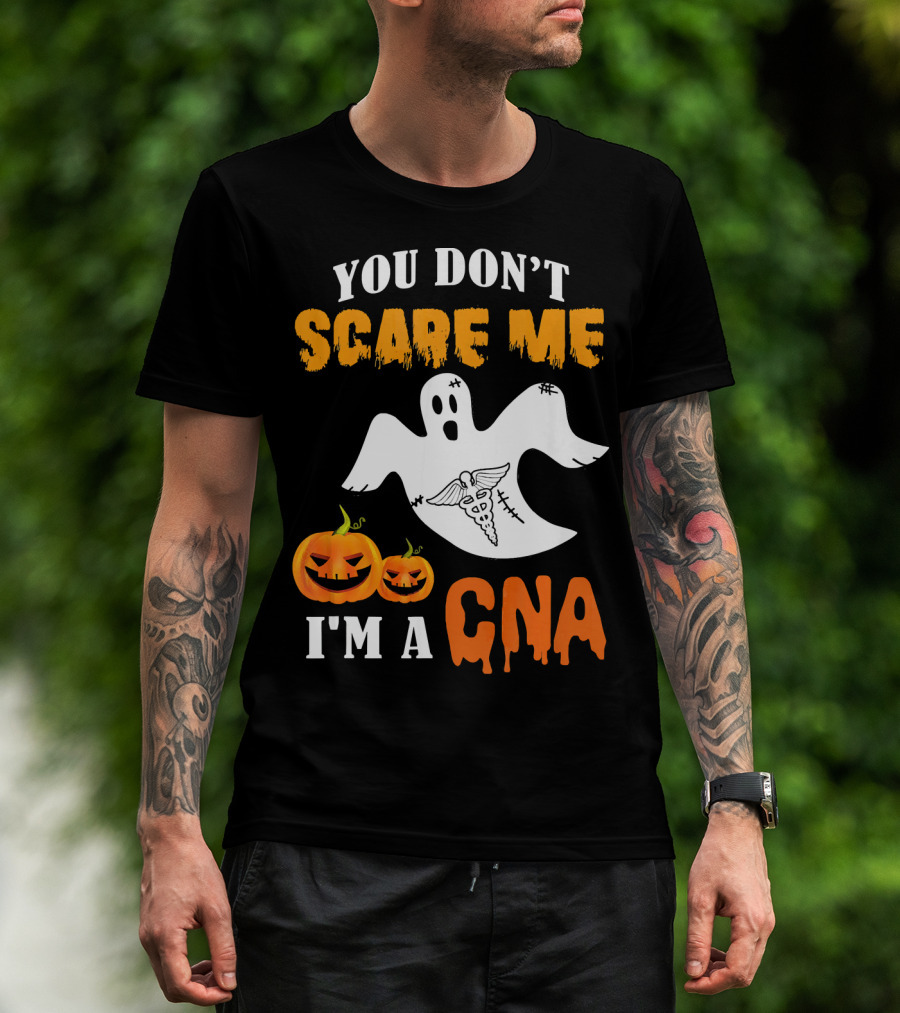 You Don't Scare Me I'm A CNA Halloween Ghost And Pumpkins T-Shirt