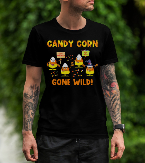Candy Corn Gone Wild Happy Halloween Trick Or Treat T-Shirt