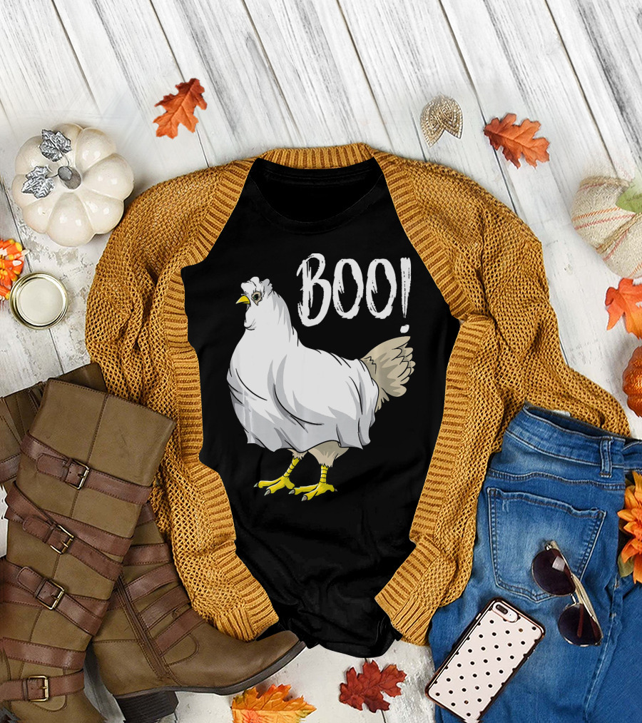 Chicken Ghost Boo Funny Farmer Halloween Chicken T-Shirt