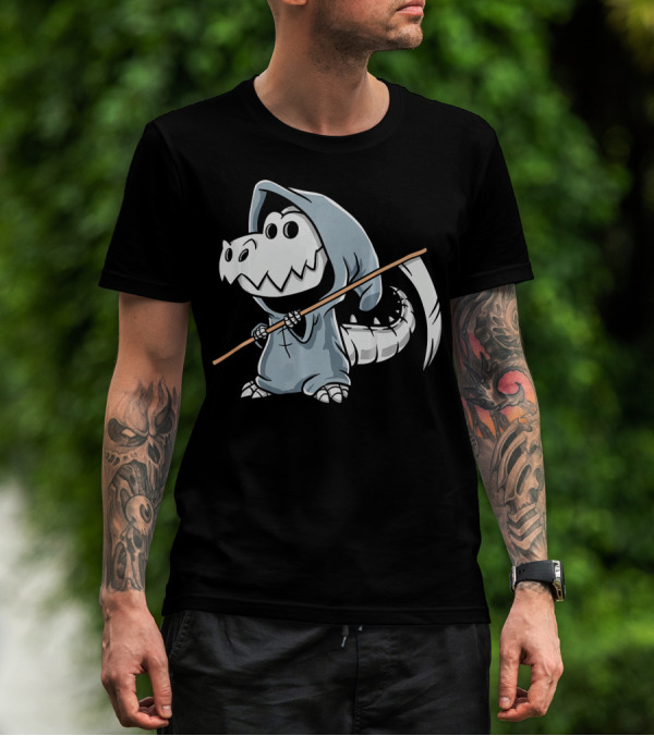 T Rex Skeleton Dino Grim Reaper Dinosaur Hoodie Scythe T-Shirt