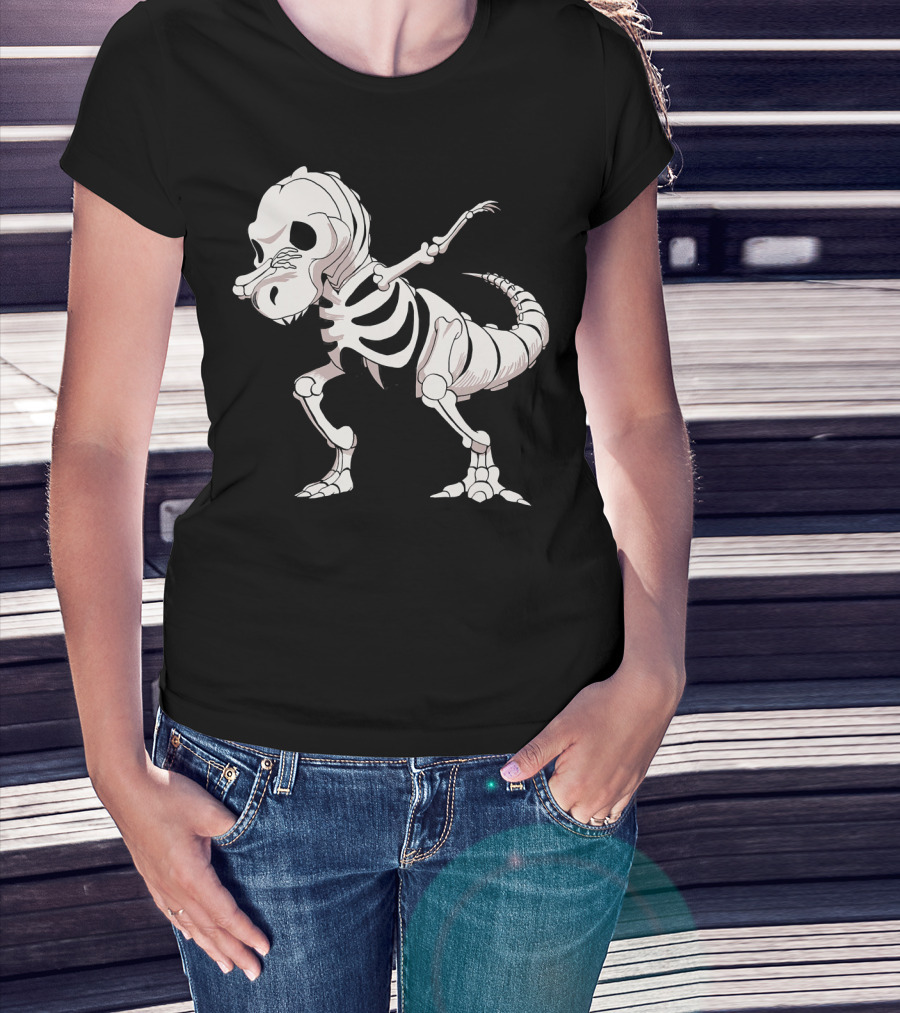 Funny Dabbing Dinosaur Skeleton T-Shirt