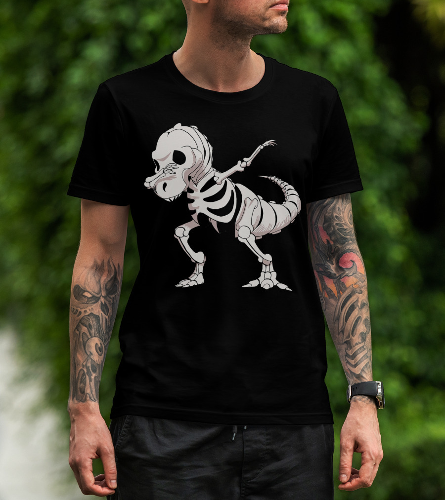 Funny Dabbing Dinosaur Skeleton T-Shirt