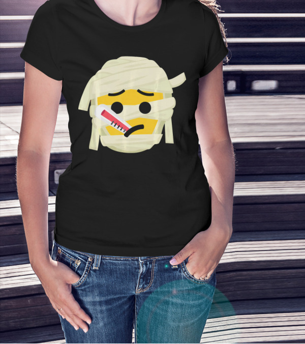 Mummy Emoji Feeling Sick With Thermometer Fever Face T-Shirt