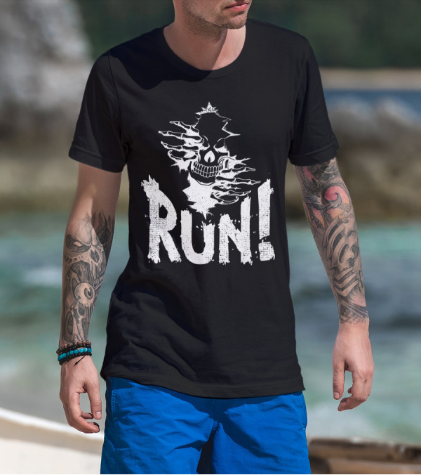 RUN Wicked Halloween Skeleton Skull Evil T-Shirt