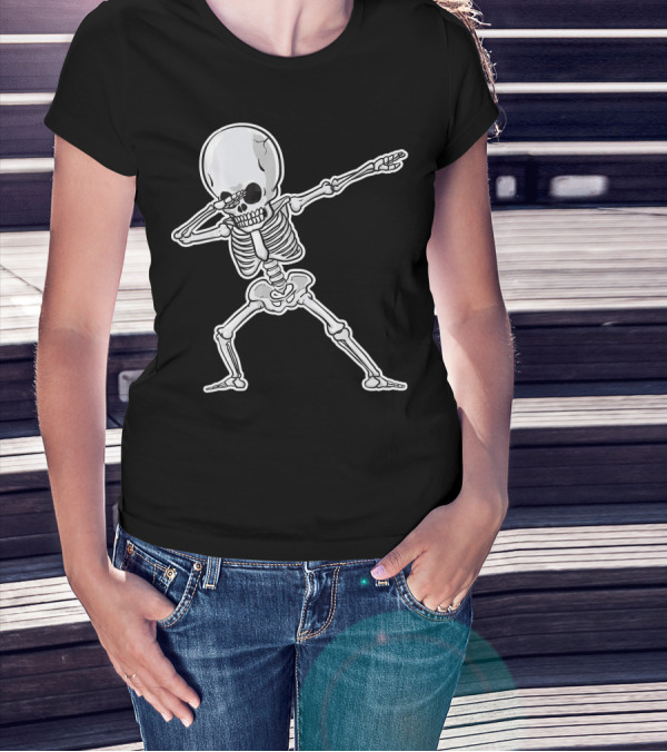Dabbing Skeleton Dance Halloween Party Vibe T-Shirt