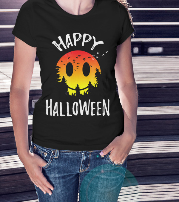 Happy Halloween Spooky Camp Sunset T-Shirt